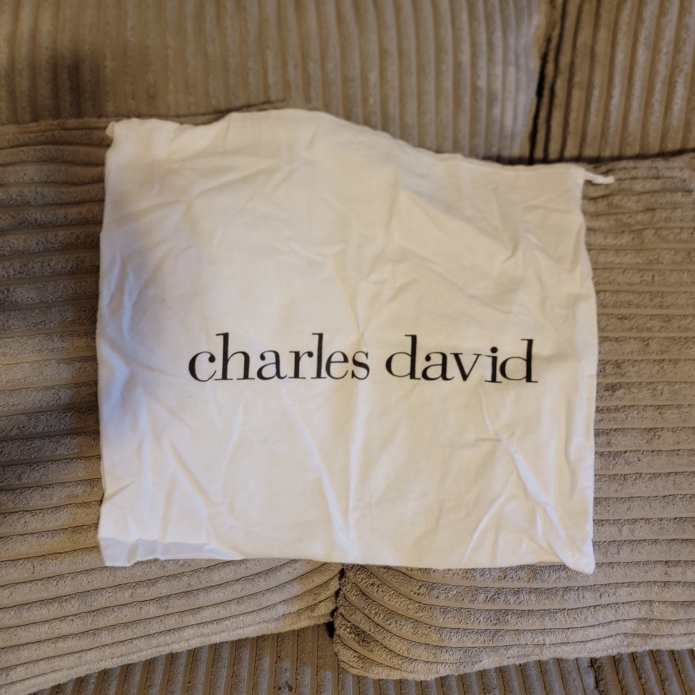 Charles David Dust Bag - White with Black Logo